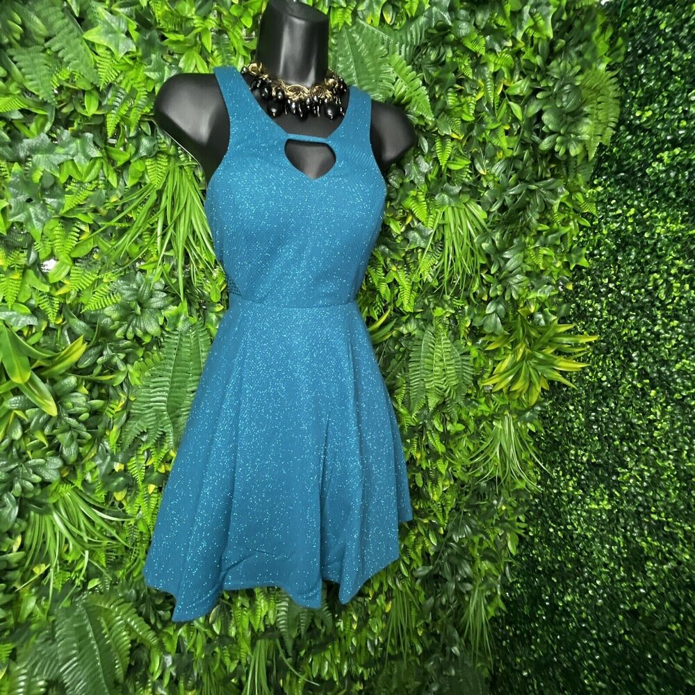 Women Dress Size 3 Teal Blue Formal‎ Short Fit Flare Party Ball DEAR MOON 0657